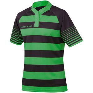 KooGa Childrens/Kids Boys Junior Touchline Hooped Match Rugby Shirt / Black / Em